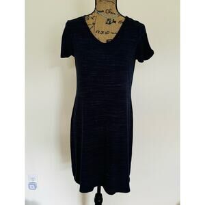 Sunday Heathered Blue V Neck Simple Tee Shirt Dress Size Small
